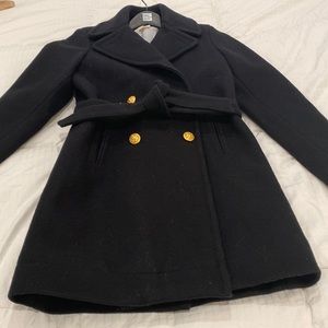 Womens wool pea coat made in Italy size 2 perfect condition. 95%wool navy